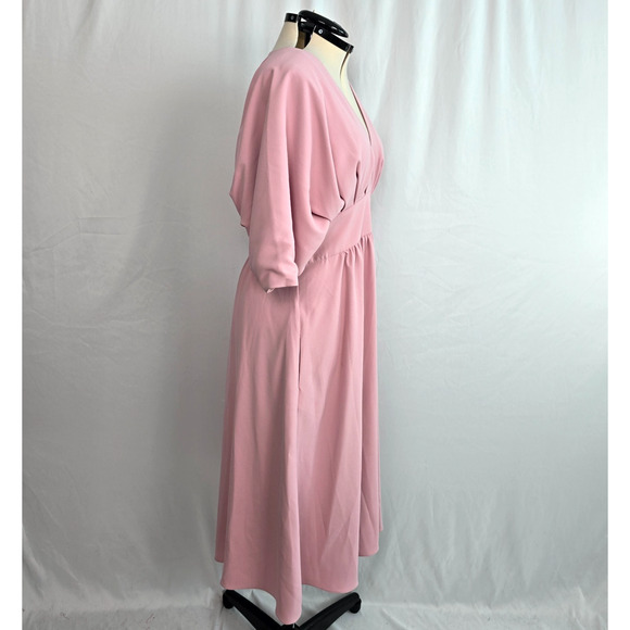 Alexia Admor Midi Party Dress Women's 14 Dusty Pink Deep V-Neck Ruffle - Picture 6 of 16